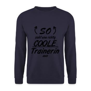 Trainerin - So sieht eine richtig coole Trainerin - Unisex Pullover - Navy - Vorne - Alina (178cm) & Michal (187cm)