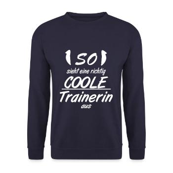 Trainerin - So sieht eine richtig coole Trainerin - Unisex Pullover - Navy - Vorne - Alina (178cm) & Michal (187cm)