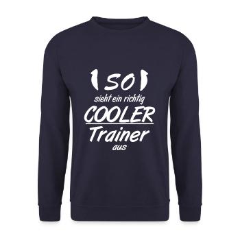 Trainer - So sieht eine richtig coole Trainer aus - Unisex Pullover - Navy - Vorne - Alina (178cm) & Michal (187cm)