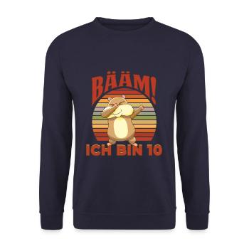 Kinder Hamster Dabbing 10. Geburtstag 10 Jahre - Unisex Pullover - Navy - Vorne - Alina (178cm) & Michal (187cm)