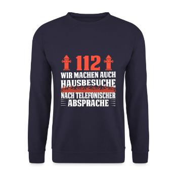 112 Hausbesuche - Feuerwehr Feuerwehrmann - Unisex Pullover - Navy - Vorne - Alina (178cm) & Michal (187cm)