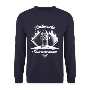 Nachwuchs Feuerwehrmann - Junge Kind Teenager - Unisex Pullover - Navy - Vorne - Alina (178cm) & Michal (187cm)