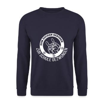 Gamer zum Zocken geboren Teenager Kinder Geschenk - Unisex Pullover - Navy - Vorne - Alina (178cm) & Michal (187cm)