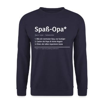 Spaß Opa - alles erlaubt - keine Regeln - Unisex Pullover - Navy - Vorne - Alina (178cm) & Michal (187cm)