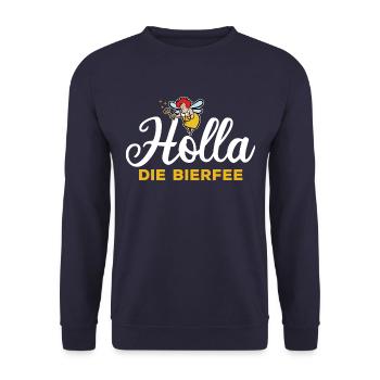 Holla die Bierfee - Biertrinker - Männertag - Unisex Pullover - Navy - Vorne - Alina (178cm) & Michal (187cm)