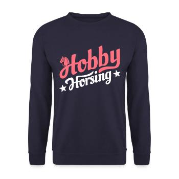 Hobby Horsing - Hobby Cheval - Equitation - Cadeau - Sweat-shirt Unisexe - marine - Devant - Alina (178cm) & Michal (187cm)