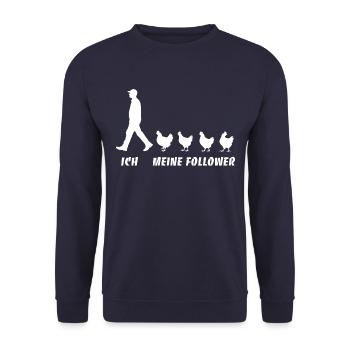 Ich Meine Follower Hühner Züchter Landwirt Bauer - Unisex Pullover - Navy - Vorne - Alina (178cm) & Michal (187cm)