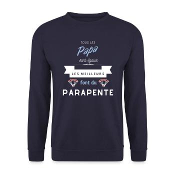 Papa fan de parapente/cadeau de fête des pères - Sweat-shirt Unisexe - marine - Devant - Alina (178cm) & Michal (187cm)