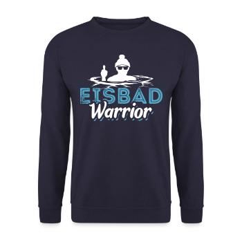 Eisbad Warrior - Eisbaden Eisbader Spruch - Unisex Pullover - Navy - Vorne - Alina (178cm) & Michal (187cm)