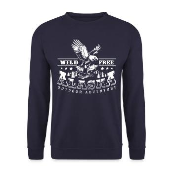Sauvage et libre - Alaska Outdoor Adventure - Sweat-shirt Unisexe - marine - Devant - Alina (178cm) & Michal (187cm)