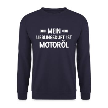 Mechaniker Lieblingsduft ist Motoröl - Unisex Pullover - Navy - Vorne - Alina (178cm) & Michal (187cm)