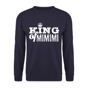 King of Mimimi - rumheulen Spruch - Unisex Pullover - Navy - Vorne - Alina (178cm) & Michal (187cm)