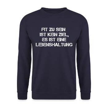 Fit Zu Sein Ist Eine Lebenshaltung - Unisex Pullover - Navy - Vorne - Alina (178cm) & Michal (187cm)