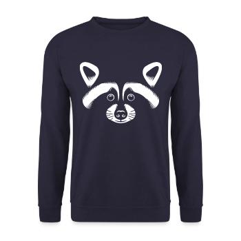 Waschbär Kostüm - Waschbrett Bauch Geschenk - Unisex Pullover - Navy - Vorne - Alina (178cm) & Michal (187cm)