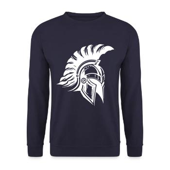 Gladiator Spartaner Helm Sparta - Unisex Pullover - Navy - Vorne - Alina (178cm) & Michal (187cm)