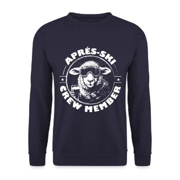 Schaf Apres Ski Team Spruch - Unisex Pullover - Navy - Vorne - Alina (178cm) & Michal (187cm)