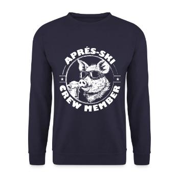 Schwein Apres Ski Sau Team Spruch - Unisex Pullover - Navy - Vorne - Alina (178cm) & Michal (187cm)