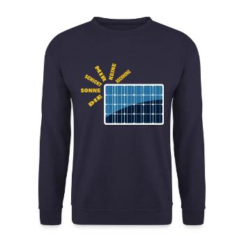 Die Sonne schickt keine Rechnung - Solarenergie - Unisex Pullover - Navy - Vorne - Alina (178cm) & Michal (187cm)