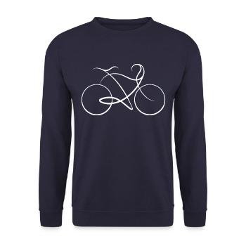 Fahrrad eine Linie - Harmonie - Dynamik - Unisex Pullover - Navy - Vorne - Alina (178cm) & Michal (187cm)