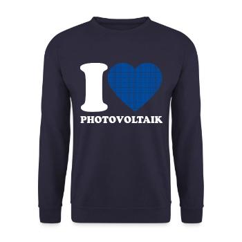 I Love Photovoltaik - Herz - Erneuerbare Energie - Unisex Pullover - Navy - Vorne - Alina (178cm) & Michal (187cm)