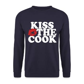 Kiss the cook - kochen - Spruch - Unisex Sweatshirt - navy - Front - Alina (178cm) & Michal (187cm)