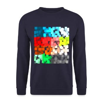 Abstrakte Kunst in Bunt - Unisex Pullover - Navy - Vorne - Alina (178cm) & Michal (187cm)