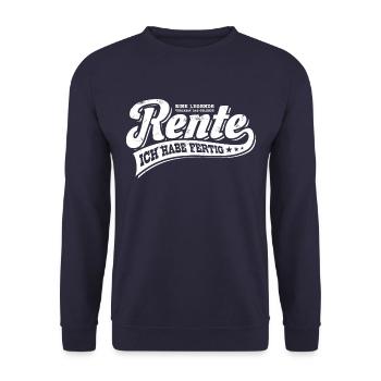 Rente - ich habe fertig - Ruhestand - Pension - Unisex Pullover - Navy - Vorne - Alina (178cm) & Michal (187cm)