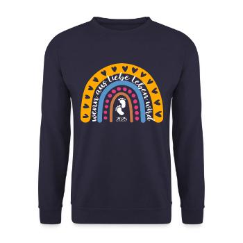 Wenn aus Liebe Leben wird Baby 2025 schwanger - Unisex Pullover - Navy - Vorne - Alina (178cm) & Michal (187cm)
