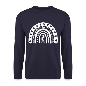 Wenn aus Liebe Leben wird Baby 2025 schwanger - Unisex Pullover - Navy - Vorne - Alina (178cm) & Michal (187cm)