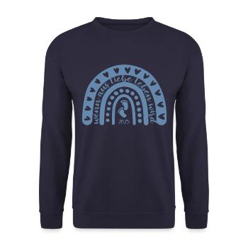 Wenn aus Liebe Leben wird Baby 2025 schwanger - Unisex Pullover - Navy - Vorne - Alina (178cm) & Michal (187cm)