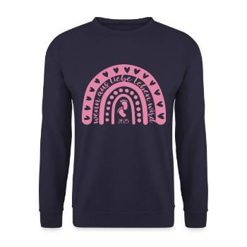 Wenn aus Liebe Leben wird Baby 2025 schwanger - Unisex Pullover - Navy - Vorne - Alina (178cm) & Michal (187cm)