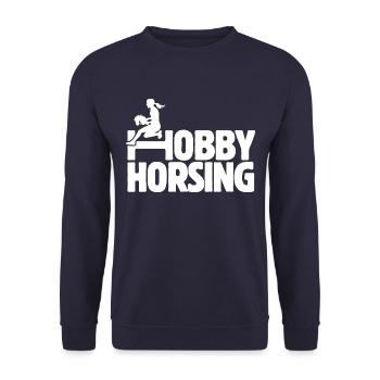 Hobby Horsing - Hobby Cheval - Equitation - Cadeau - Sweat-shirt Unisexe - marine - Devant - Alina (178cm) & Michal (187cm)