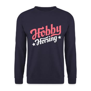 Hobby Horsing - Hobby Cheval - Equitation - Cadeau - Sweat-shirt Unisexe - marine - Devant - Alina (178cm) & Michal (187cm)