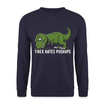 T-Rex hates pushups - Tyrannosaurus - gift - Unisex Sweatshirt - navy - Front - Alina (178cm) & Michal (187cm)