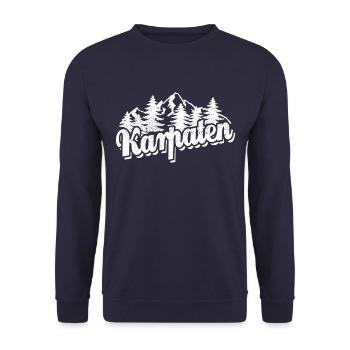 Karpaten - Wald und Berge Wandern Erholung - Unisex Pullover - Navy - Vorne - Alina (178cm) & Michal (187cm)