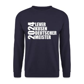 Leverkusen - Deutscher Meister 2024 - Unisex Pullover - Navy - Vorne - Alina (178cm) & Michal (187cm)
