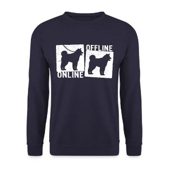 Online Offline - Akita Dog Dog Leash - Unisex Sweatshirt - navy - Front - Alina (178cm) & Michal (187cm)