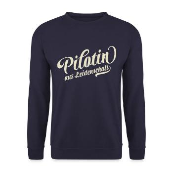 Pilotin aus Leidenschaft - Motivation und Erfolg - Unisex Pullover - Navy - Vorne - Alina (178cm) & Michal (187cm)