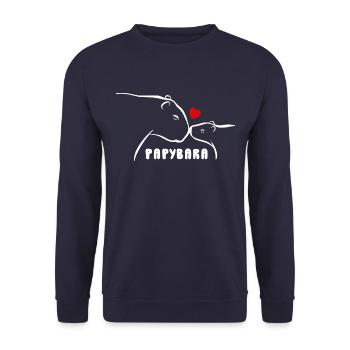 Papybara - Capybara Pun Fête des Pères, Journée des Hommes - Sweat-shirt Unisexe - marine - Devant - Alina (178cm) & Michal (187cm)