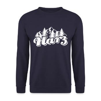 Harz - Wald und Berge Wandern Erholung - Unisex Pullover - Navy - Vorne - Alina (178cm) & Michal (187cm)