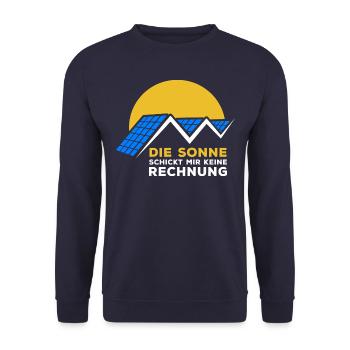 Photovoltaik Die Sonne schickt mir keine Rechnung - Unisex Pullover - Navy - Vorne - Alina (178cm) & Michal (187cm)