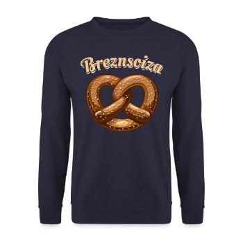 Brezensoiza - Brezel - Brezn - lecker - Unisex Pullover - Navy - Vorne - Alina (178cm) & Michal (187cm)