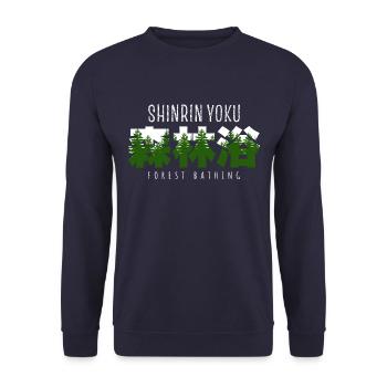 Shinrin yoku - Waldbaden - Waldmeditation - Unisex Pullover - Navy - Vorne - Alina (178cm) & Michal (187cm)