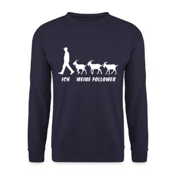 Ich Meine Follower Ziegen Züchter Landwirt Bauer - Unisex Pullover - Navy - Vorne - Alina (178cm) & Michal (187cm)