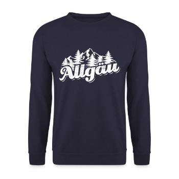 Allgäu - Wald und Berge Wandern Erholung - Unisex Pullover - Navy - Vorne - Alina (178cm) & Michal (187cm)