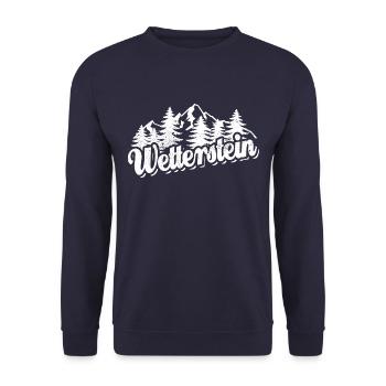 Wetterstein - Wald und Berge Wandern Erholung - Unisex Pullover - Navy - Vorne - Alina (178cm) & Michal (187cm)