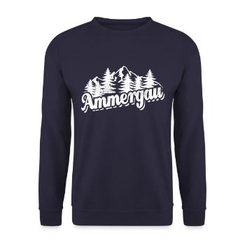 Ammergau - Wald und Berge Wandern Erholung - Unisex Pullover - Navy - Vorne - Alina (178cm) & Michal (187cm)