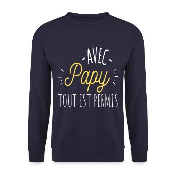 T shirt papy avec papy tout est permis cadeau - Sweat-shirt Unisexe - marine - Devant - Alina (178cm) & Michal (187cm)