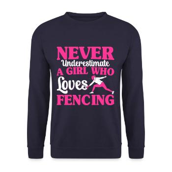 Never Underestimate A Fencing Girl Fencer - Unisex Pullover - Navy - Vorne - Alina (178cm) & Michal (187cm)