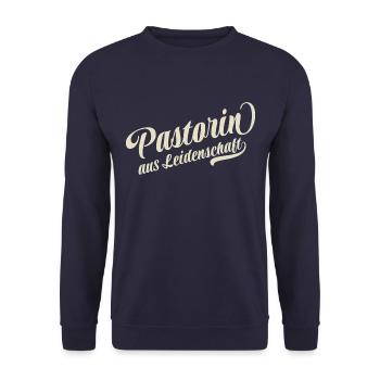 Pastorin aus Leidenschaft - Motivation und Erfolg - Unisex Pullover - Navy - Vorne - Alina (178cm) & Michal (187cm)